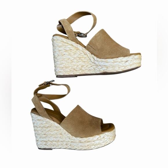 Marc Fisher Nelly Ankle Strap Espadrille Platform Wedge Brown/Tan Sandals – 9.5M - Picture 4 of 5